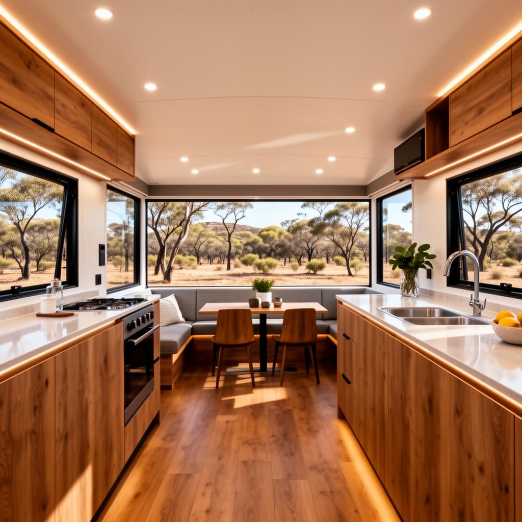 Inside an Australian made Sunrise caravan