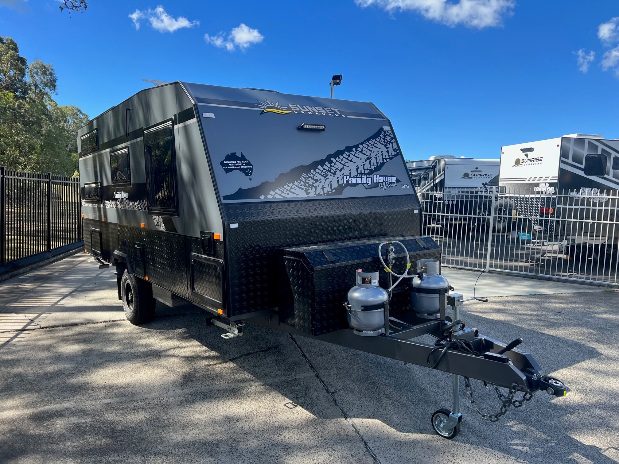 2024 Sunset Family Haven 18ft6 Off-Road Double Bunk With 400 Amp lithium Batteries & 2600W Inverter